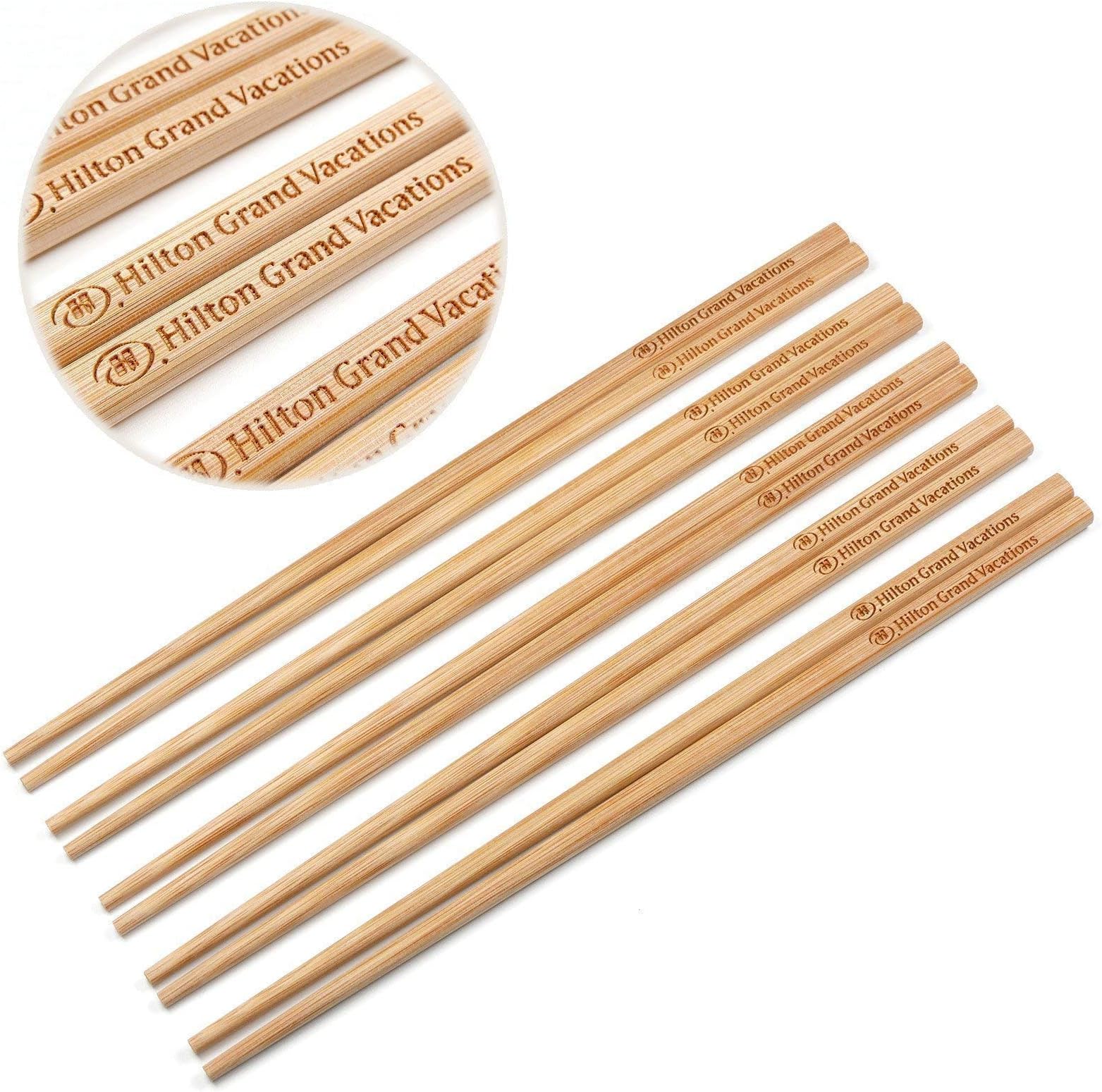50 Pairs 10 Inch Natural Reusable Bamboo Chinese Chopsticks Engraved with Custom Logo - Choice of Corporation Buyers - Wholesale Washable High Quality Bamboo Chopsticks in Bulk for Wedding or Business