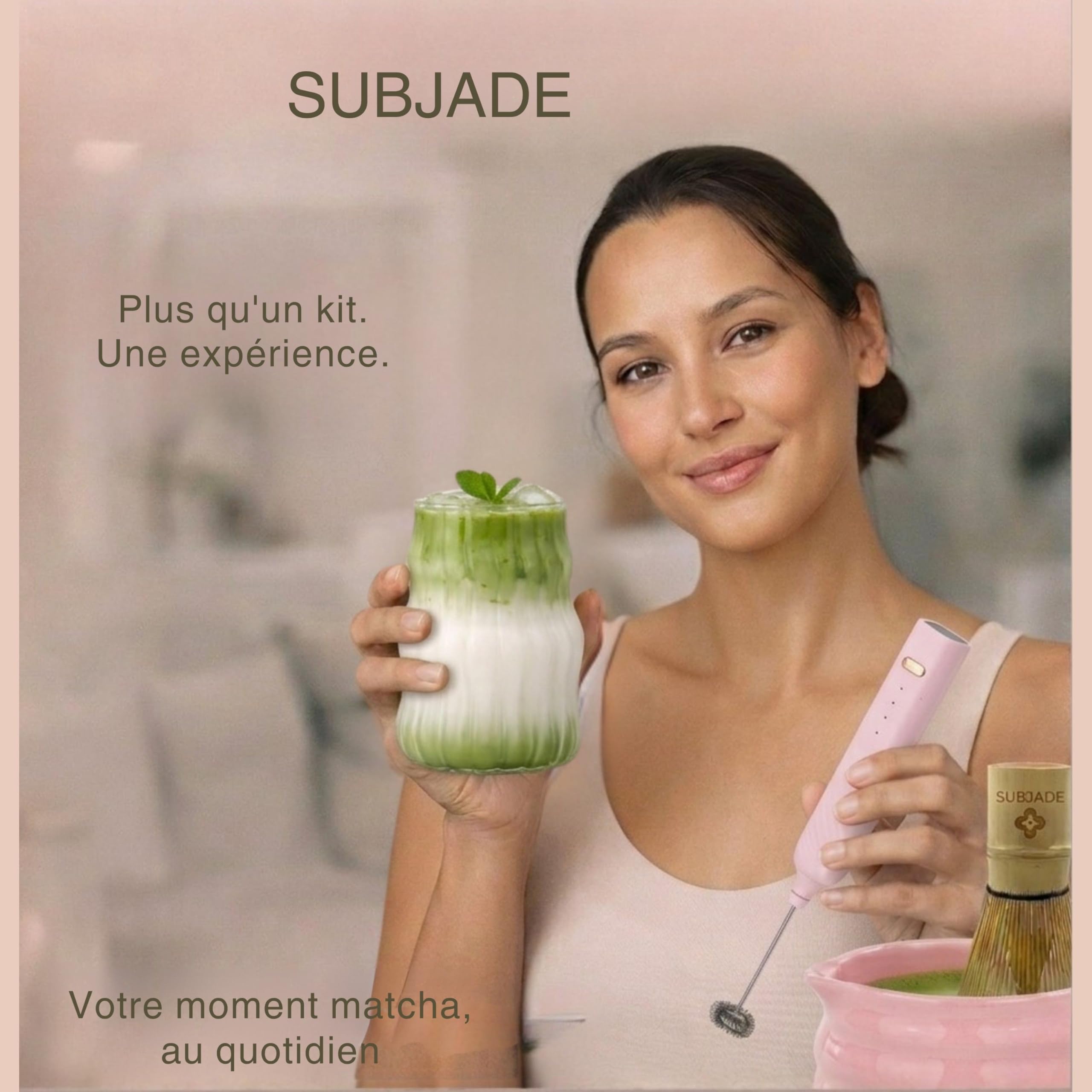 Kit Matcha – Matcha Kit Complet avec Bol Matcha 530ml Bec Verseur, Fouet Matcha Électrique & Chasen Bambou – Coffret Matcha Rose Premium, Set Matcha Débutant avec Accessoires Thé Matcha