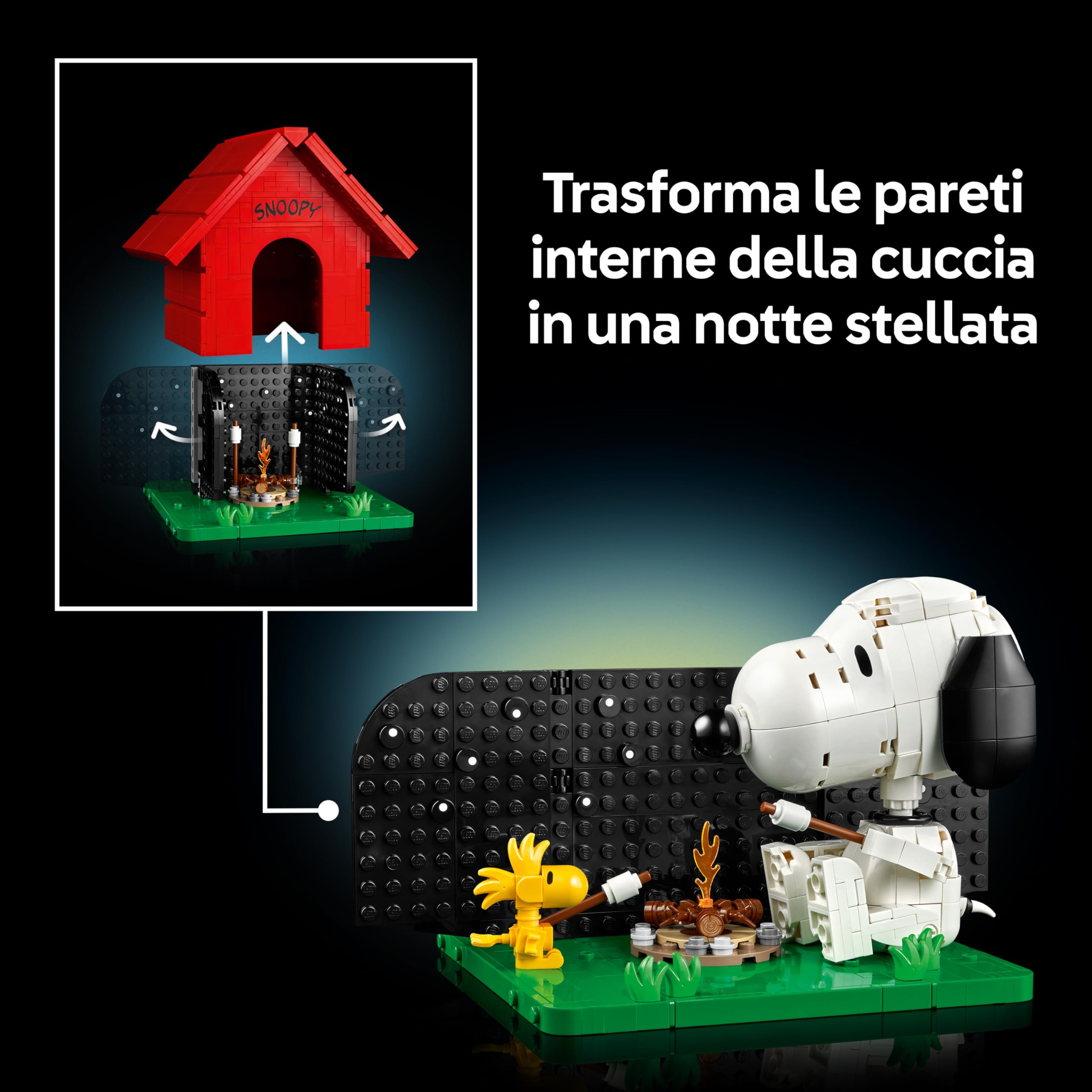 LEGO Ideas Peanuts: la Cuccia di Snoopy - Kit di Modellismo da Esposizione per Adulti con Personaggi di Snoopy e Woodstock - Decorazione Fai da Te da Scrivania - Regalo per Amanti dei Fumetti - 21368