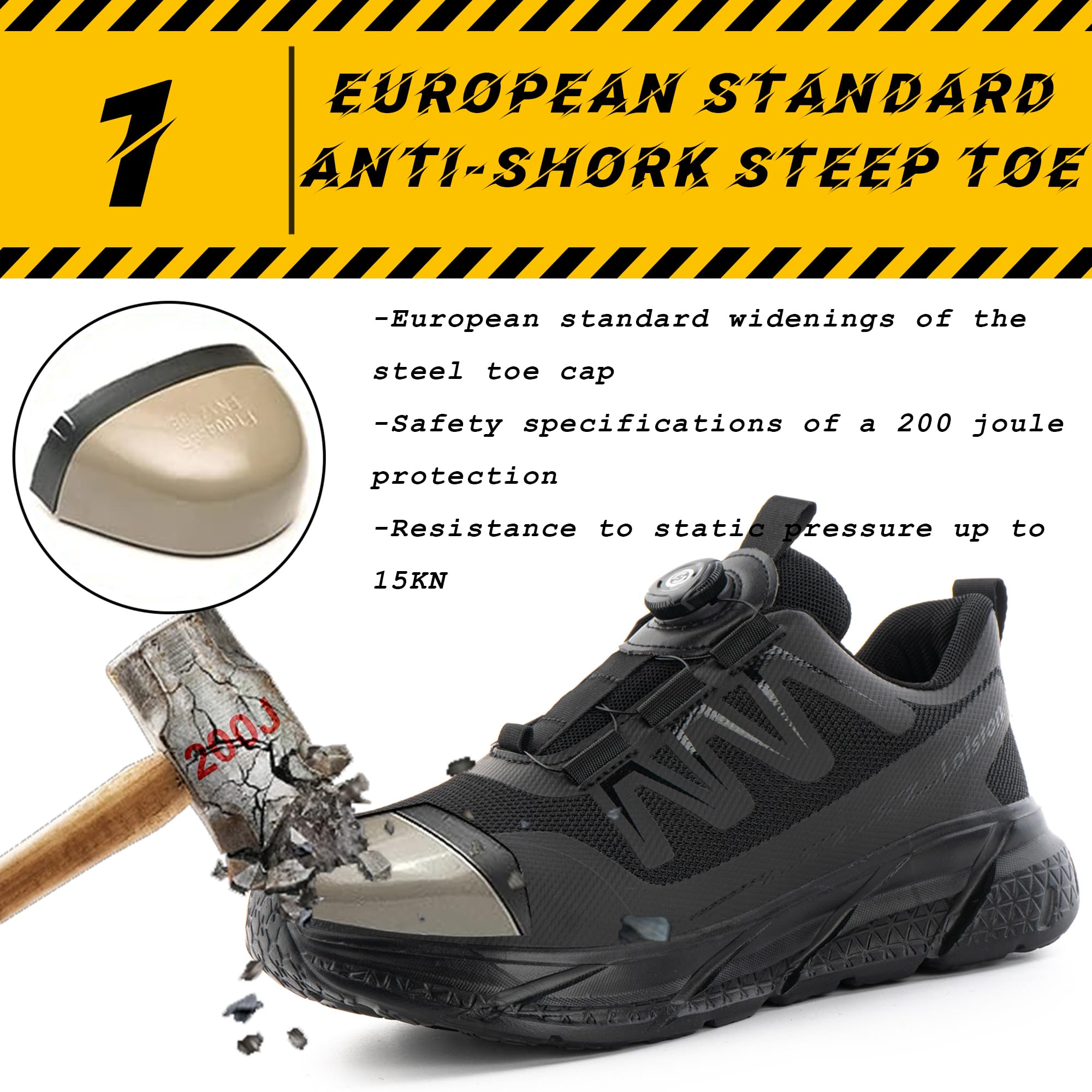 Chaussure de Sécurité Femmes Chaussures de Travail Embout Acier S1P SRC Noir K06 GR.39