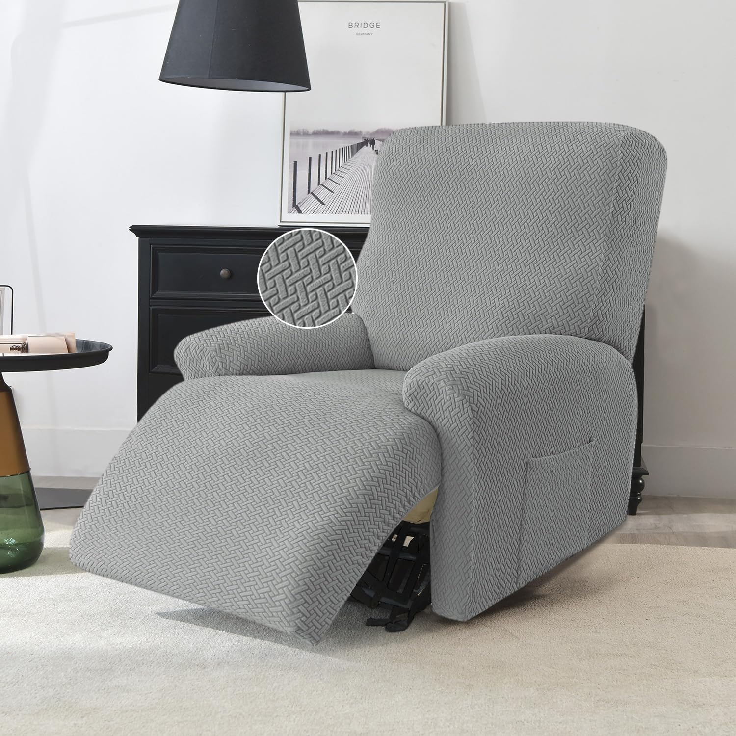HOKIPO Recliner Cover - 3 Seater Grey -19