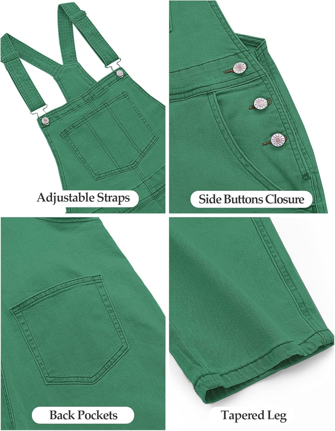 GRAPENT Overalls for Women Loose Fit Jean Denim Bib Jumpsuit Stretch Overall Pants - Image 6