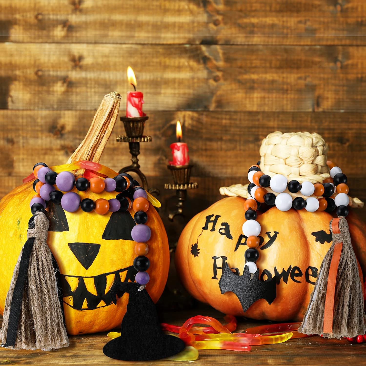 witchy wooded bead garland rustic halloween decor