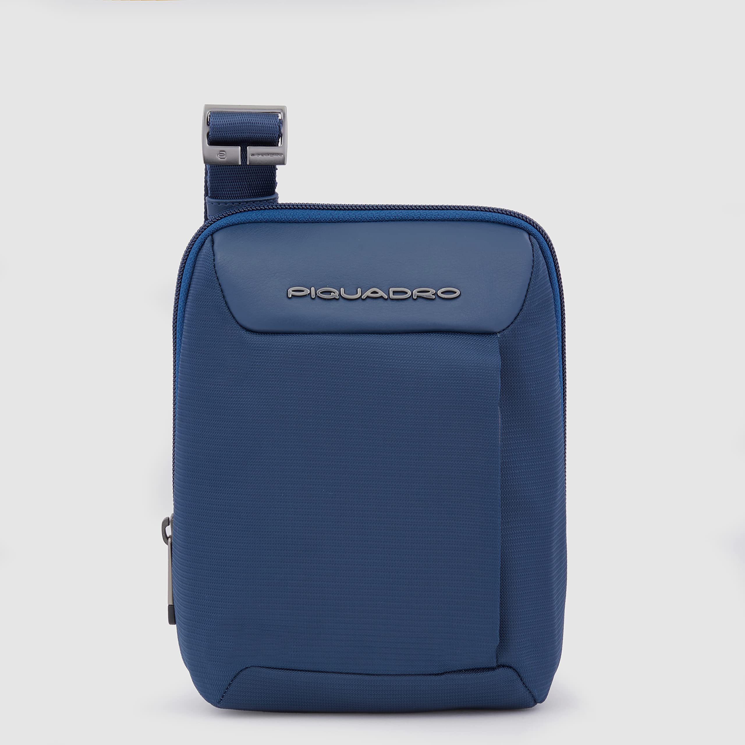 PIQUADRO Macbeth Men's Leather and Fabric Bag, Blue, S, Business