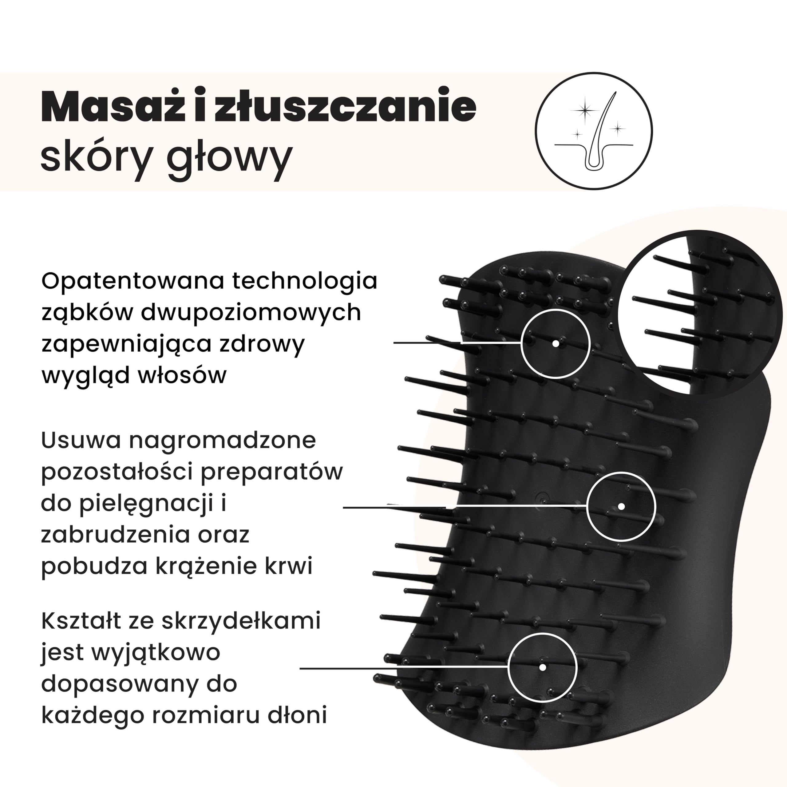 Tangle Teezer Scalp Exfoliator & Massager - Idealny do pielęgnacji włosów i detoksykacji skóry głowy - Usuwa brud i martwe komórki naskórka - Onyksowa czerń