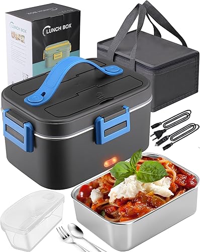 Nifogo Fiambrera eléctrica 75W calentador de alimentos 1,8L para adultos calentador de alimentos portátil 3 en 1 para cochecamiónhogar almuerzo