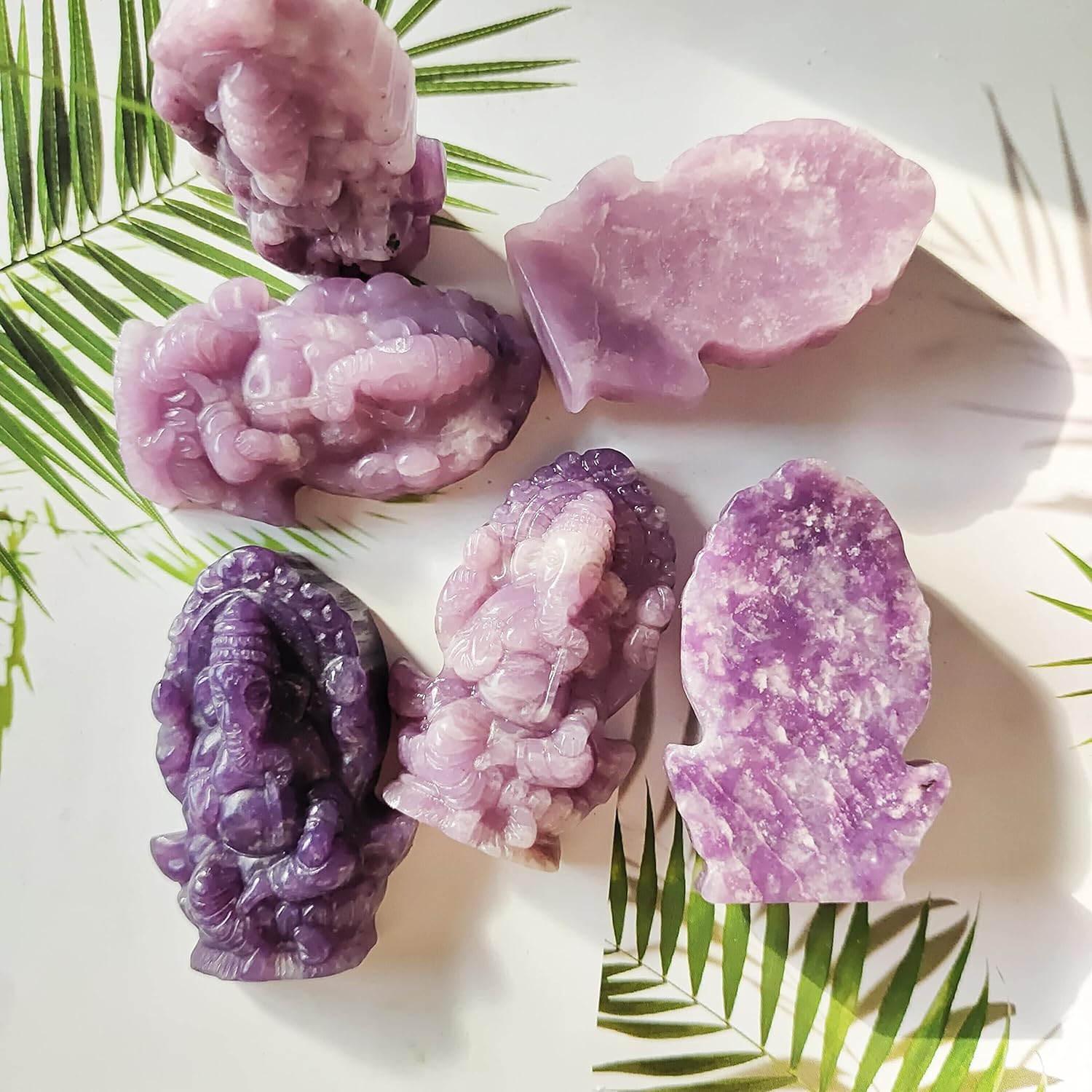 Natural Lepidolite Ganesha Stones Healing Reiki Gemstones Home Decoration for Gifts Quartz Crystal Hand Carving