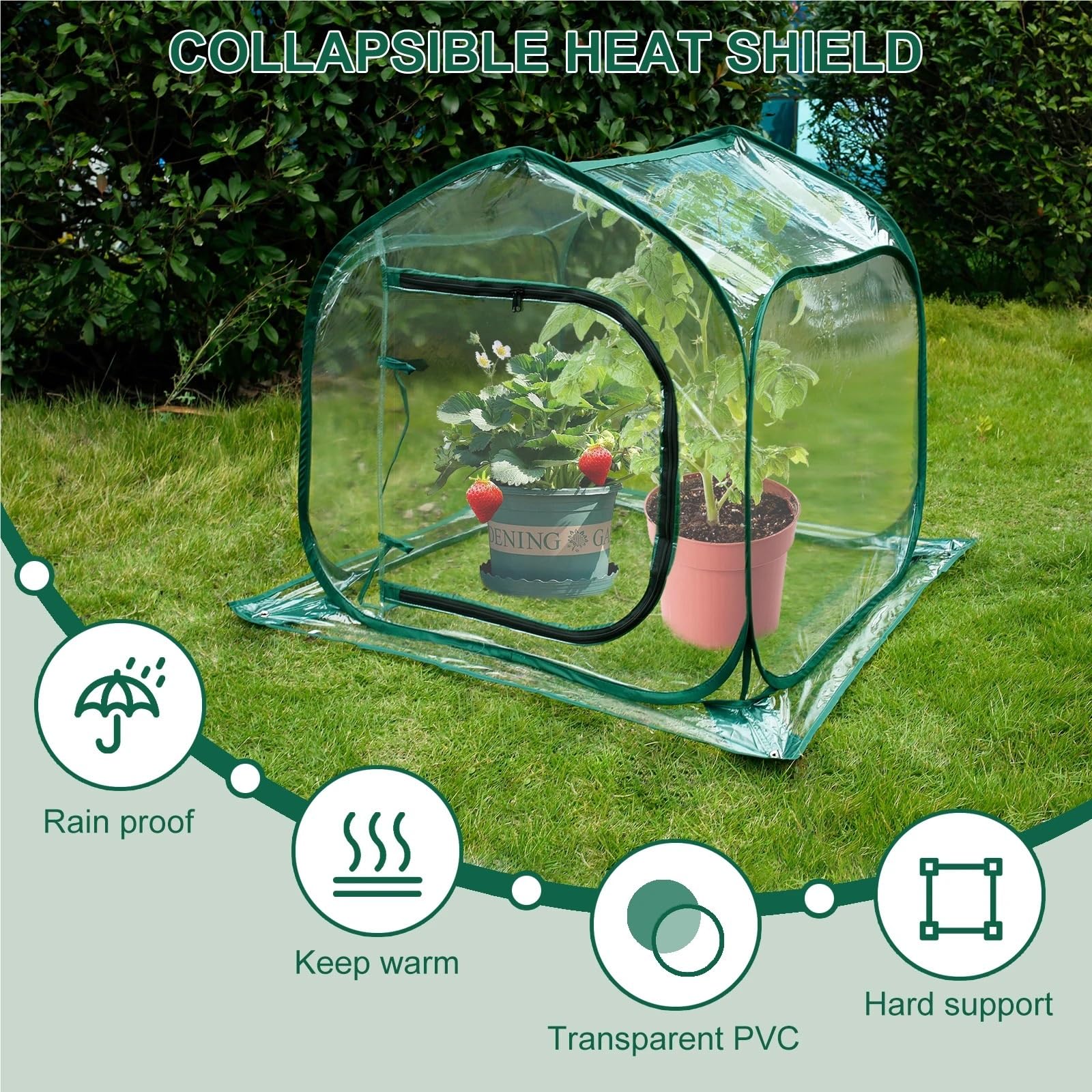 GewäChshaus Treibhaus Tomatenhaus Gewächshaus for Indoor Outdoor Transparent Faltbare Anlage Große Raum Wärme Erhaltung wasserdichte Blumen