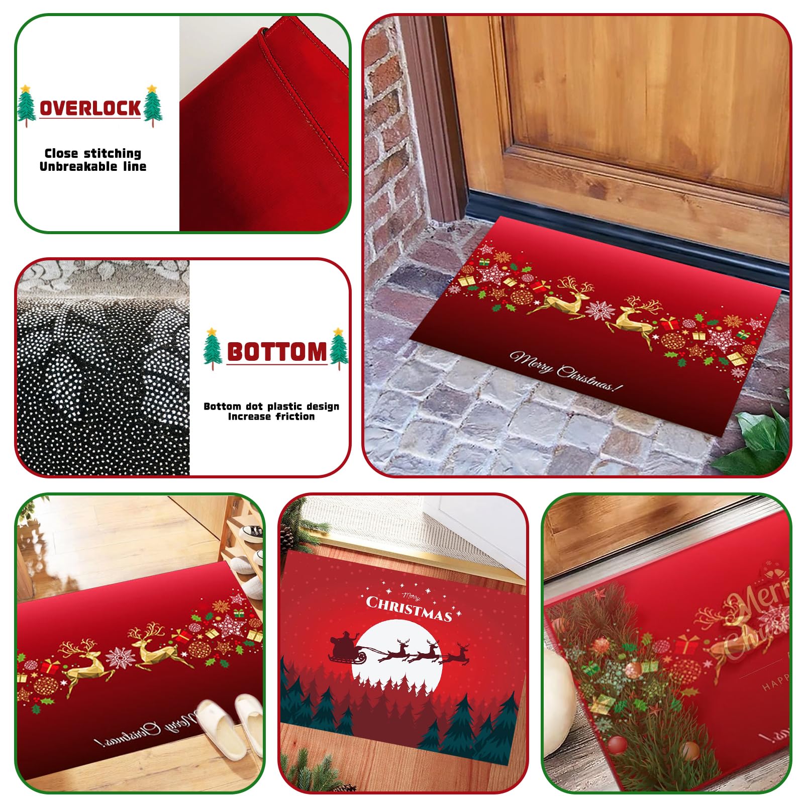 Felpudo De Navidad Con Papá Noel - Alfombra Navideña Antideslizante Para Entrada, Cocina O Salón