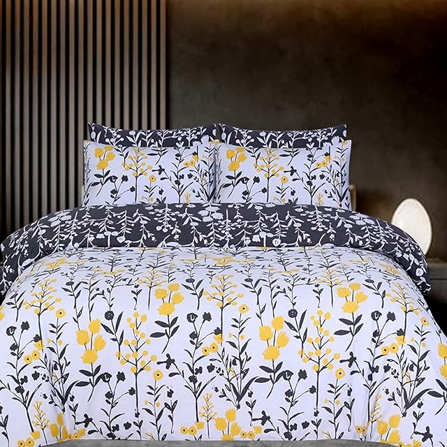 Indus Textiles 100% Egyptian Cotton 200 Thread Count Hotel Quality Luxury Reversible Printed Duvet Cover Sets - Shafi Silver - King