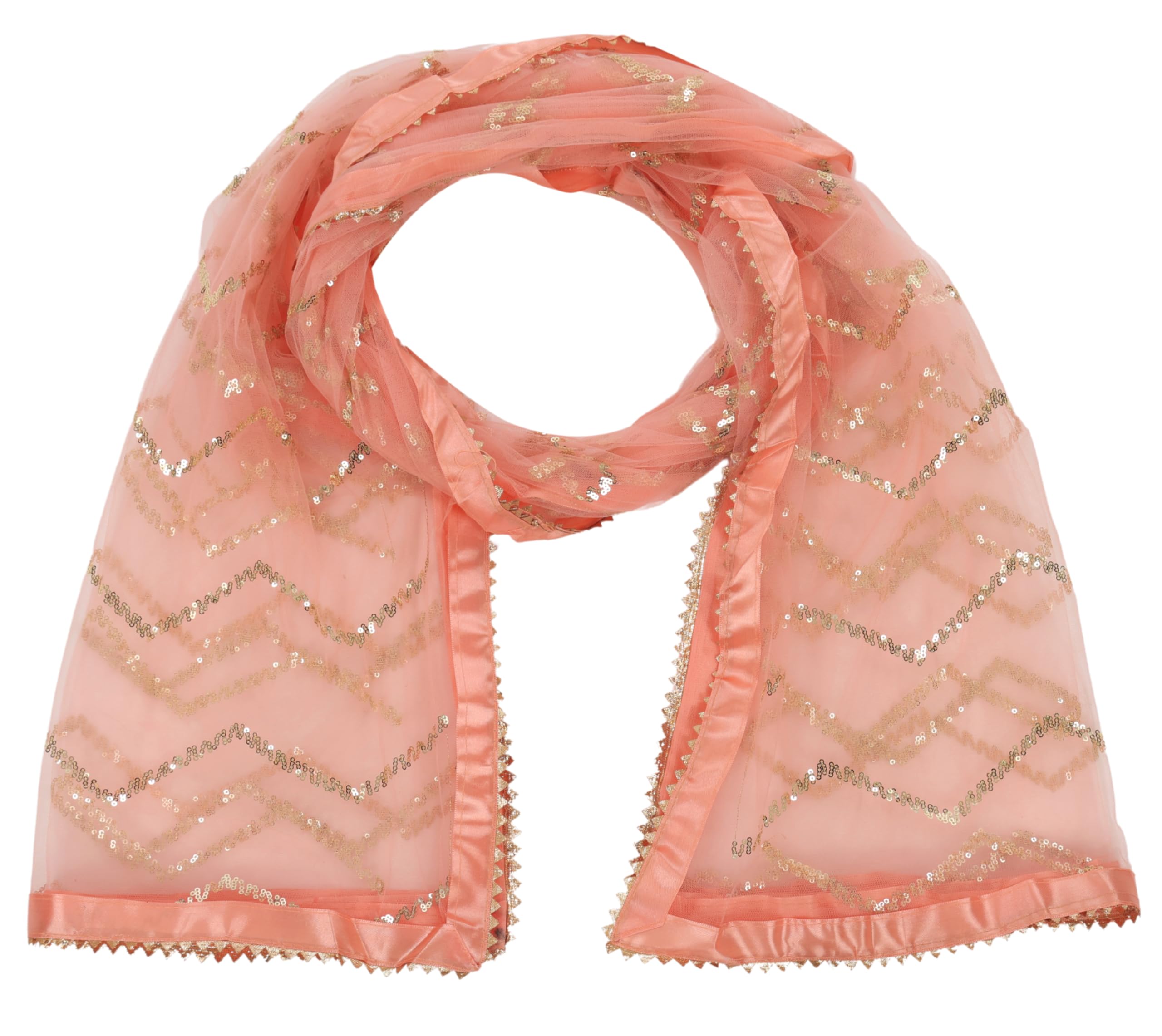 ZikZak Emboridered Sequance Naylon Net Dupatta for Womens & Girls With Lace-image-14