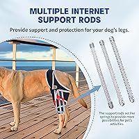 Vista 6 de Rodillera para perro para pierna trasera desgarrada, rodillera universal para perro para cuatro patas, alivia lesiones de ligamentos, soporte