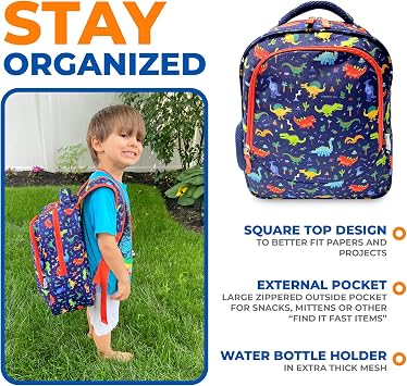 Bundle of Bento Box with Thermos Ages 3 to 7 (Blue Dinosaur) + Dinosaur Backpack for Kids Toddlers Boys, Cute 13 (Blue Dino)