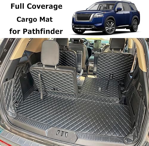 Miniatura 2 de Alfombrilla para maletero para Nissan Pathfinder 2022-2024 (2 fila con asiento de banco) y alfombrilla para respaldo trasero 2 y 3 fila (5 unidades)
