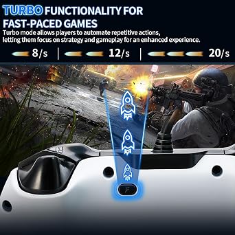 NBCP Wired PS5 Controller - Gaming Controller for PlayStation 5, PS4, PC/Steam, Turbo & Linear Hall-effect Trigger, Dual Vibration, 3.5mm Audio Jack - White