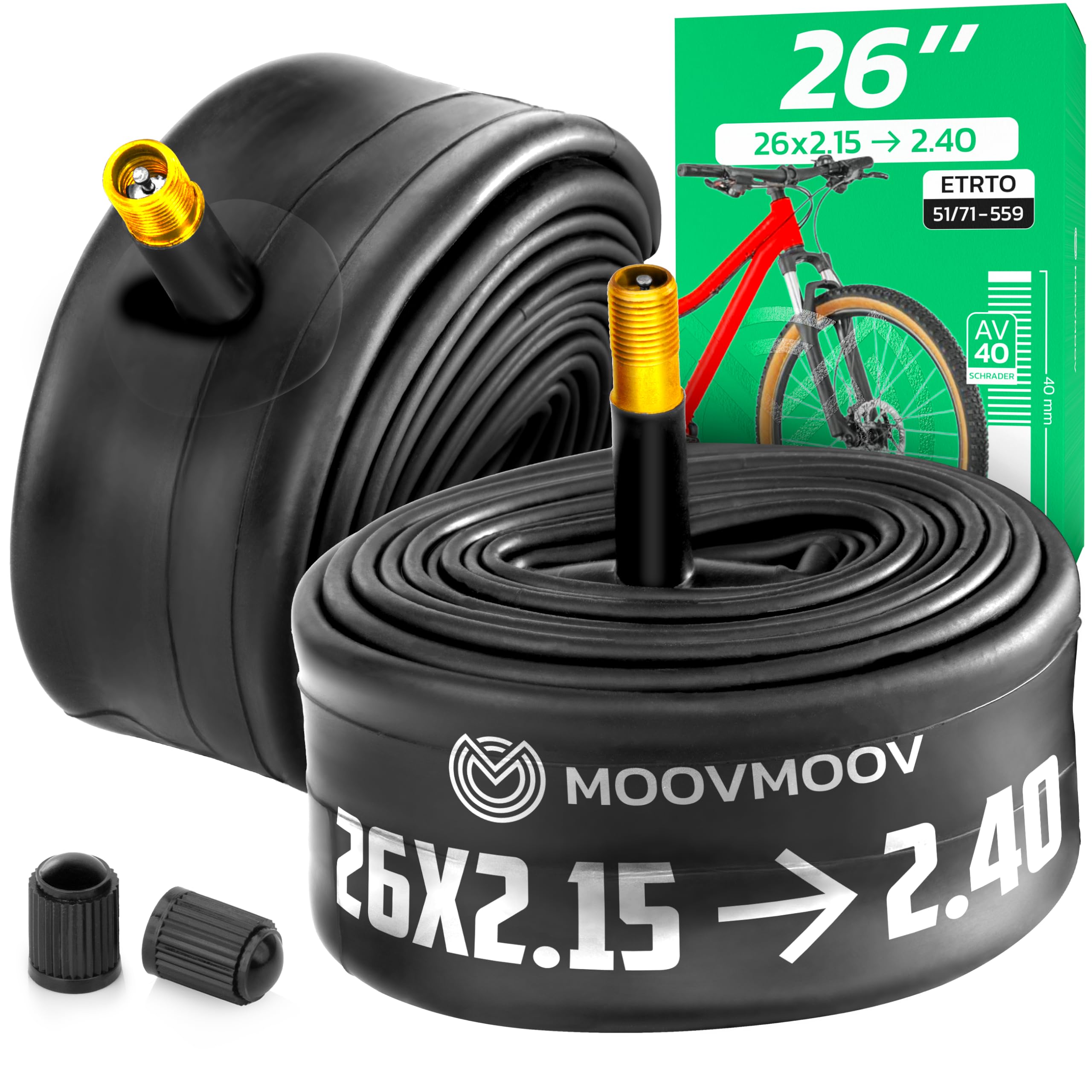 Pneus 26x1.95 + Chambres à Air 26” – Set 2 Pneus Pliables + 2 Chambres, Valve AV32, Max 90kg, Pour VTT Et Ville