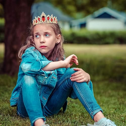 Miniatura 4 de CIEHER Tiara de cristal real para mujer, corona de reina barroca roja, tiara de boda para novia, tiaras de corona de princesa elegantes y coronas