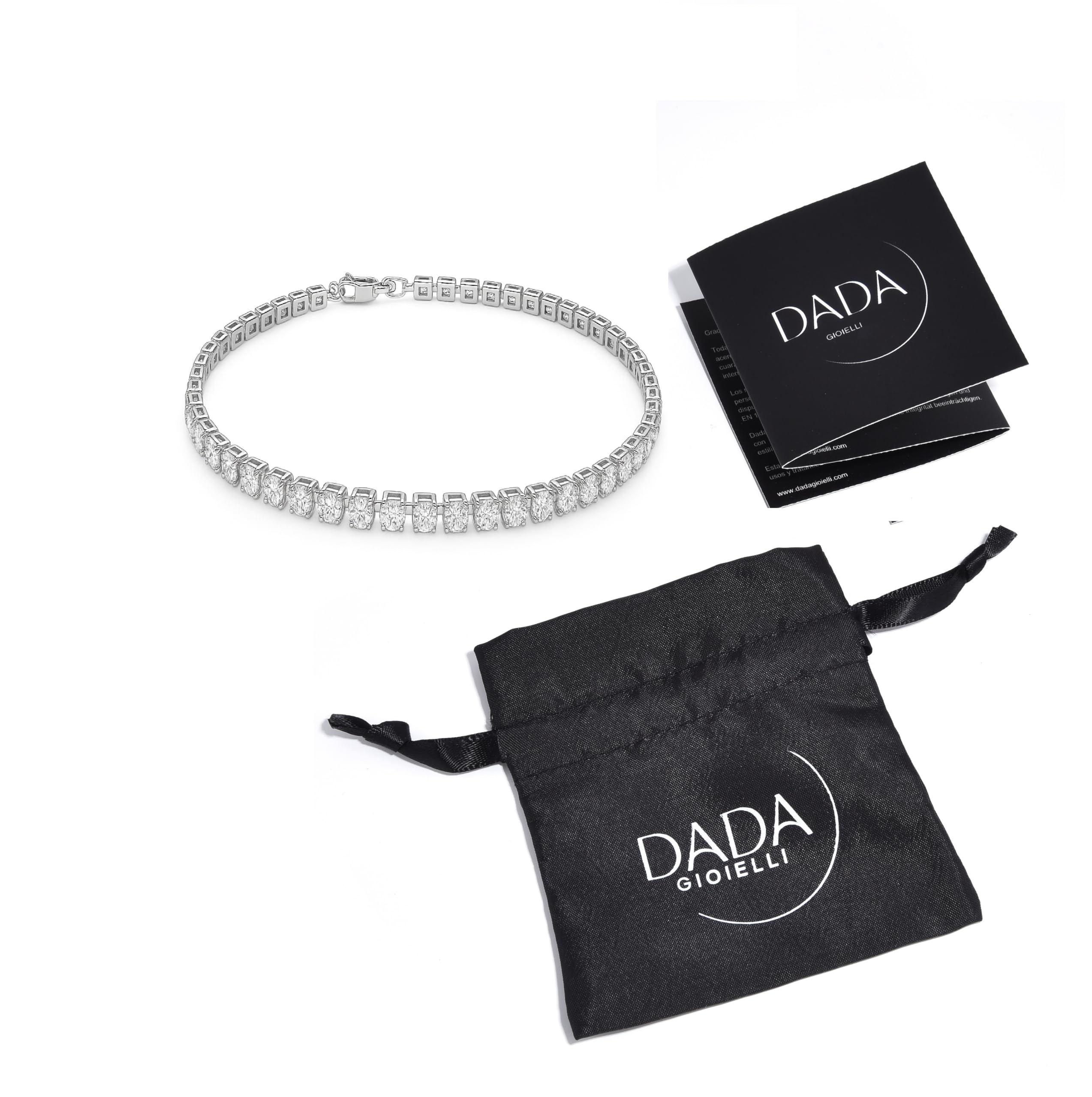 Dada Gioielli - Bracciale Tennis Donna Zirconi da 3 mm Lunghezza 17+3 cm Acciaio Inossidabile Elegante e Resistente, Idea Regalo Donna