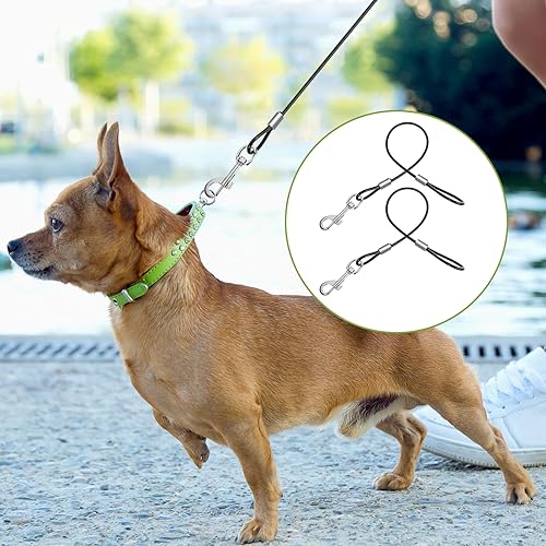 Miniatura 6 de Xindojuz - 2 correas extensoras de correa para perros a prueba de mordidas para entrenamiento, correas retráctiles resistentes para perros pequeños,