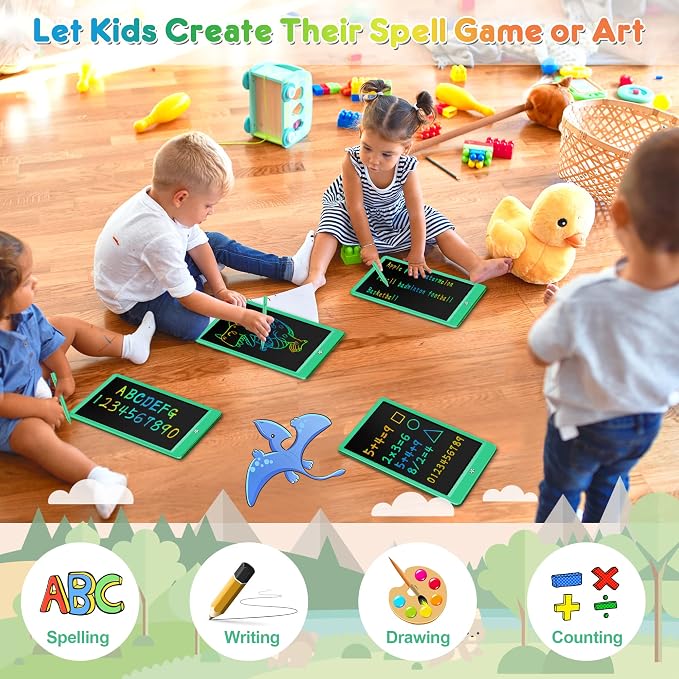 Tableta LCD para escribir FLUESTON, tablero de dibujo para niños de 3 a 8 años, tablero electrónico de 10 pulgadas con colores, regalo ideal para Navidad y cumpleaños miniatura 3