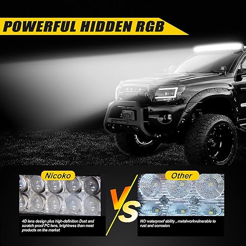 Miniatura 2 de Nicoko Barra de luz LED curvada de 32 pulgadas, 180 W, IP68, impermeable, libre de cableado, barra de luz estroboscópica LED, luz intermitente,