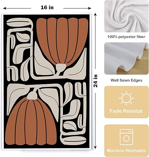Miniatura 5 de Black and White Floral Kitchen Towels, Retro 70s Groovy Hand Towels for Bathroom Decor, Modern Minimalist Botanical Dish Tea Towels for Kitchen