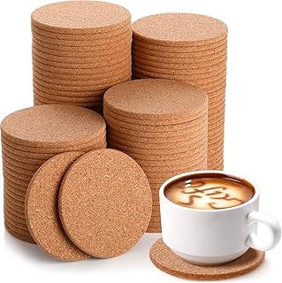 Lallisa 100 Pcs Cork Coasters for Drinks, Thick Absorbent Cork Coasters ...