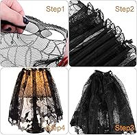Vista 3 de Boao 2 cortinas de telaraña de Halloween, cubierta de encaje para ventana, puerta, chimenea, cubierta de bufanda con 2 cintas para decoración