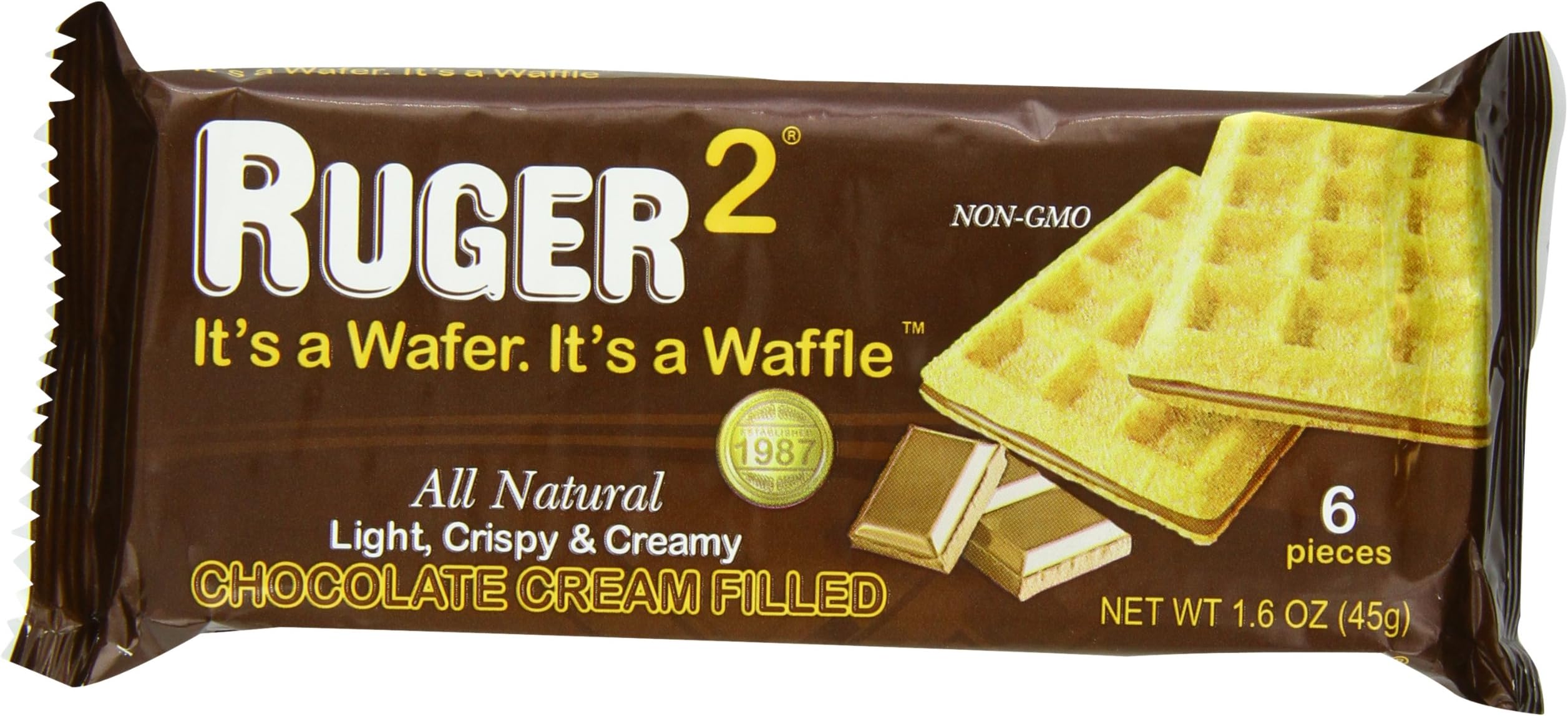 Ruger Wafers Waffle Wafers, Chocolate, 1.6 Ounce (Pack of 12)