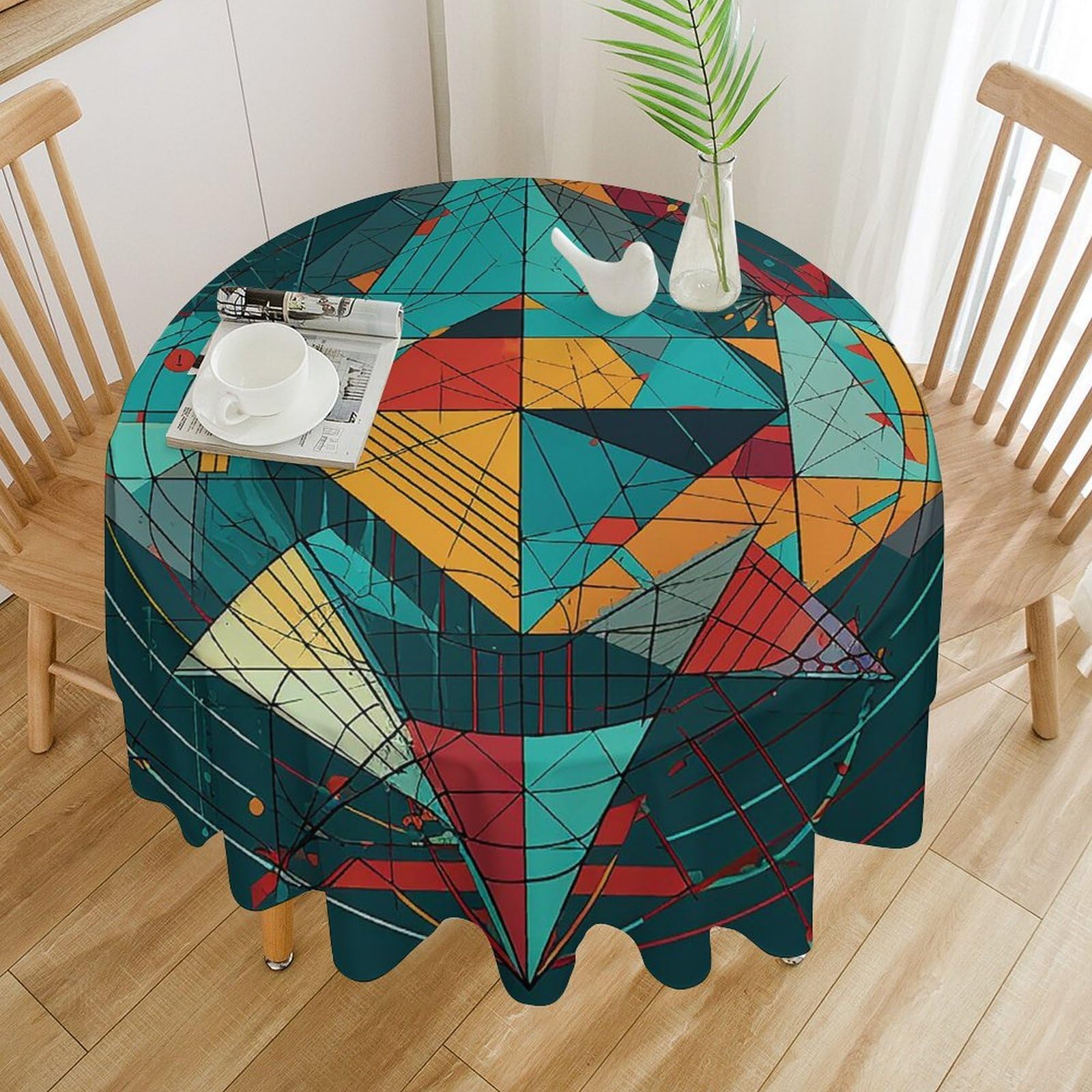 Nappe ronde lavable en machine pour éliminer les taches d'huile lors de vos fêtes