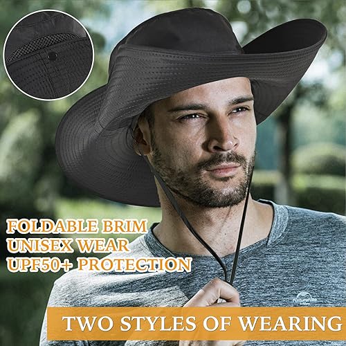 Miniatura 3 de Sombrero de pesca de ala ancha para hombres y mujeres, UPF 50+ impermeable, sombrero Boonie para senderismo, camping, safari, jardín, playa