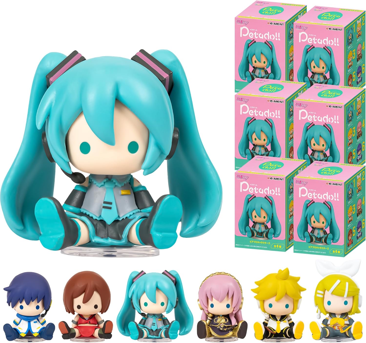 Hamee RE-Ment Hatsune Miku Blind Box Figure for Birthday Gift, Party Favor, Collectible Toy (Hatsune Miku petadoll - Piapro Characters) – 6 Pc. (Full Set)