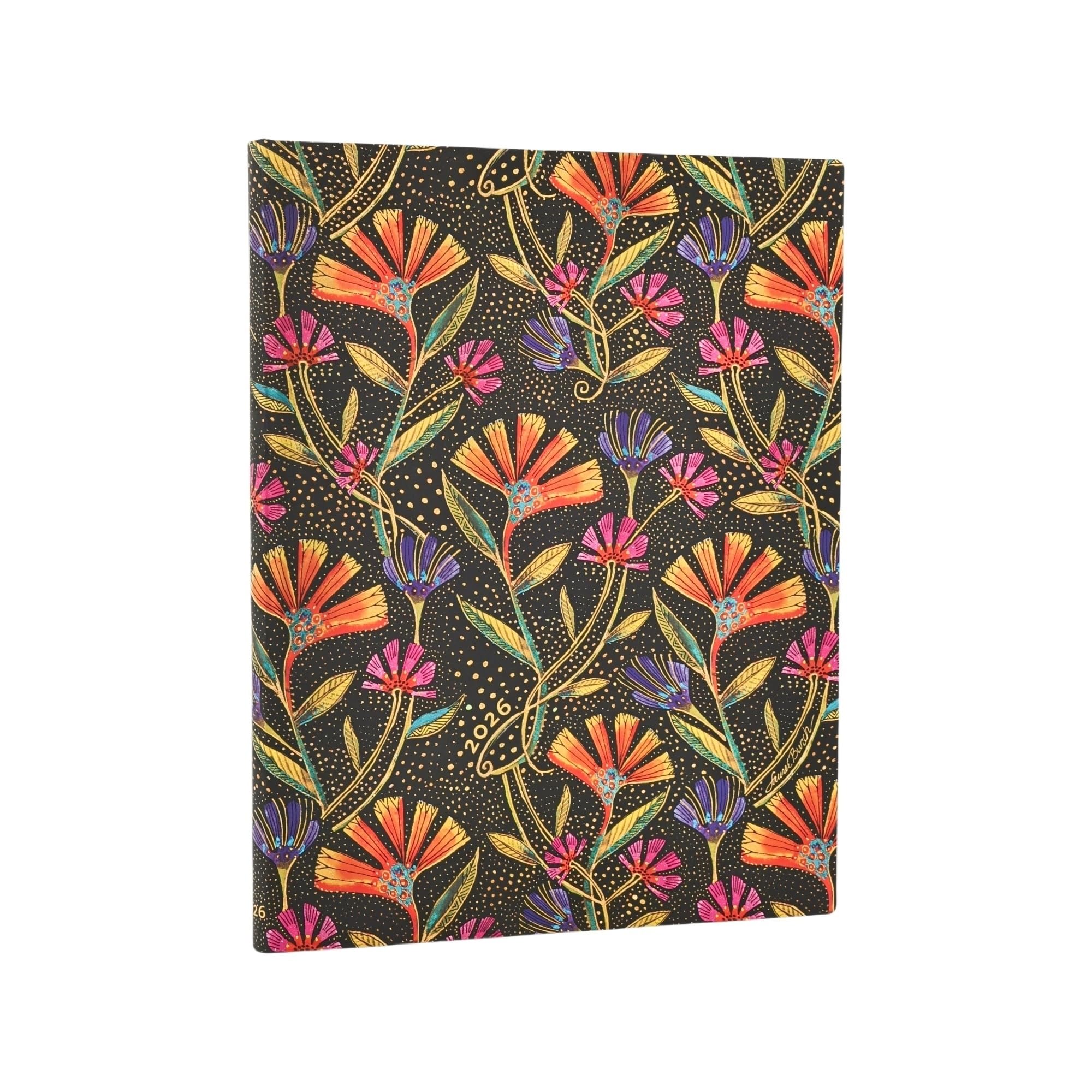 2026 Wild Flowers (Playful Creations) Ultra 12-month Vertical Softcover Flexi Dayplanner 2026 (Elastic Band Closure)