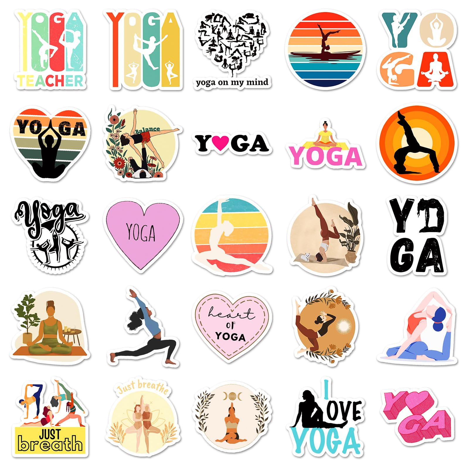 50PCS Yoga Stickers for Yoga Instructor Yoga Lover Women,Fitness Graffiti Waterproof Decals for Water Bottles Laptop Luggage Phone Computer Guitar Skateboard Bike Refrigerator Notebook - Image 2