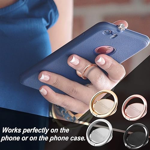 Miniatura 6 de Juego de 4 soportes para anillos de dedo, universales delgados con rotación de 360 grados, compatible con iPhone, Android y otros teléfonos