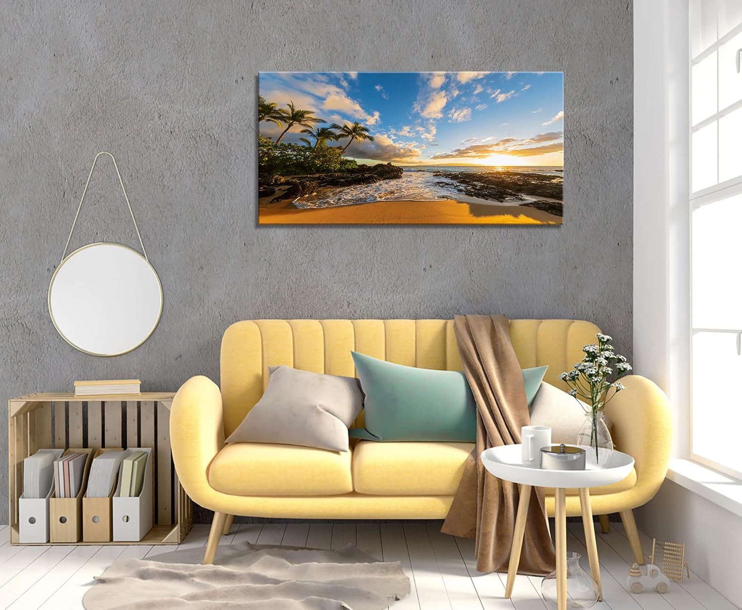DZL Art S75462 Large Beach wall art Secret Beach at sunset, Maui, Hawaii Canvas Wall Art For Living Room Decoration Nature Picture Canvas Prints Painting for for Office Wall Decor Home Decorations - Image 6