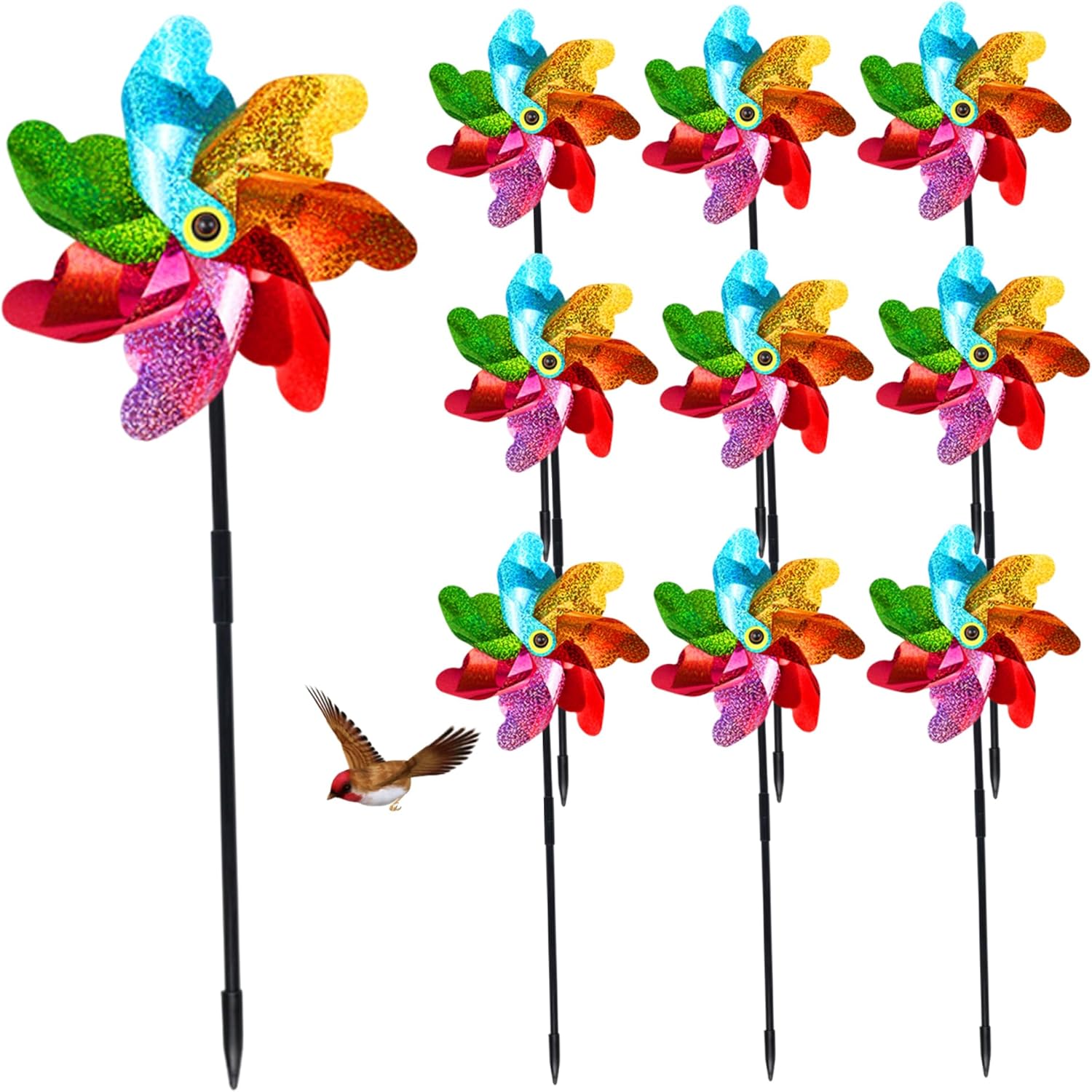 KUYYFDS Windmills for Garden 10Pcs Bird Scarers Colorful