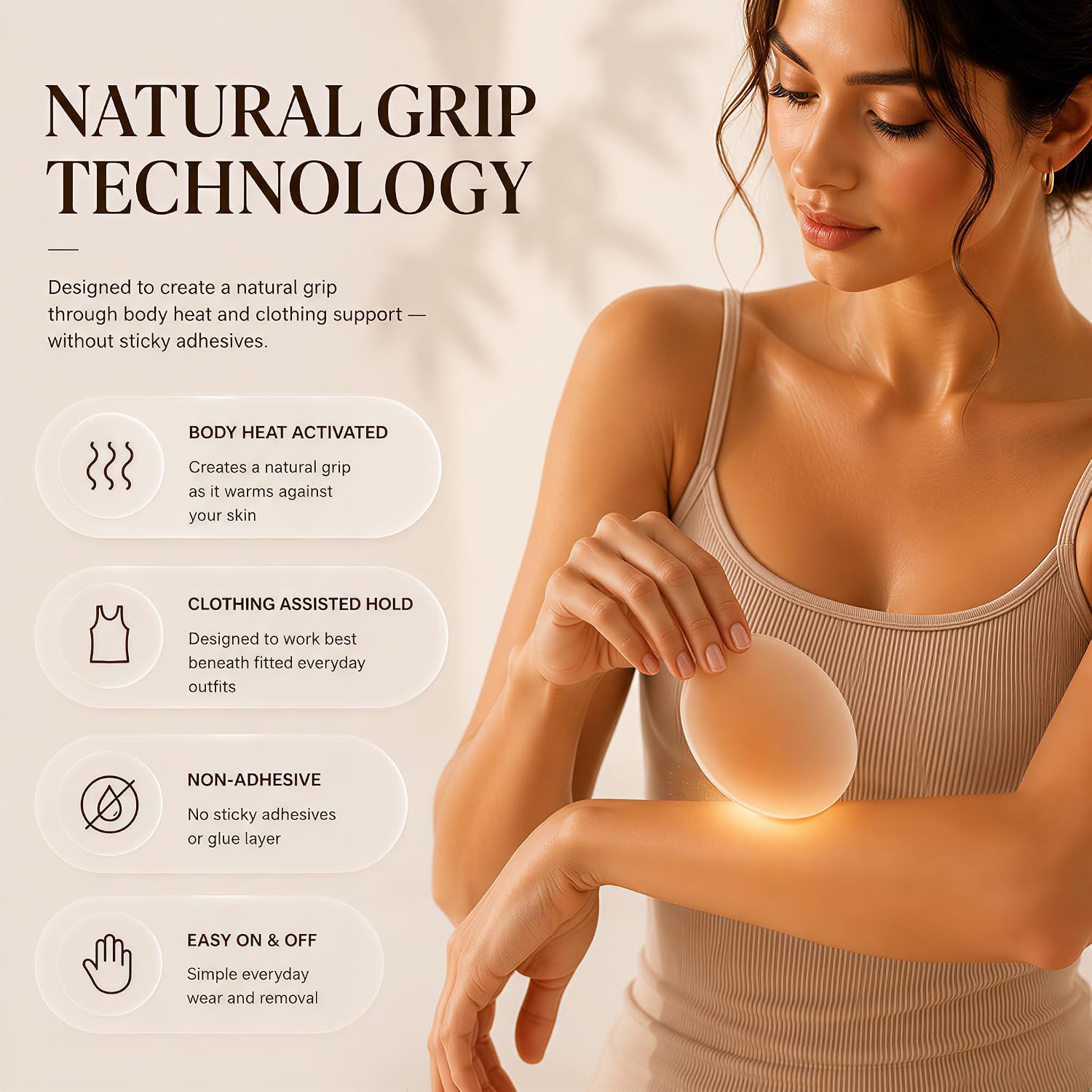 QueenVibes Grippy Nipple Covers, Adhesive-Free Comfort for Daily Wear