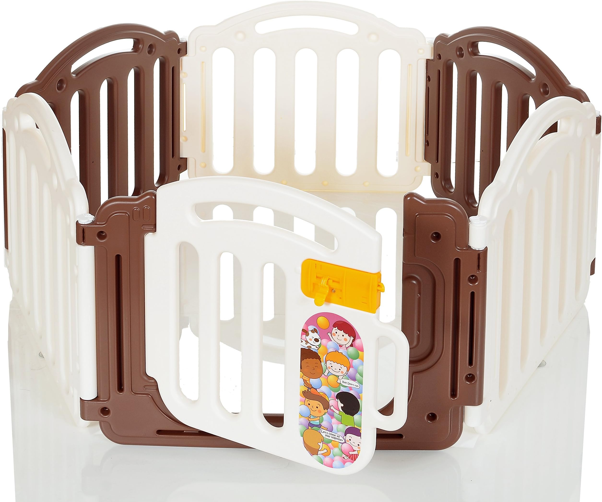 LCP Kids 6 Sided Baby Playpen with Door & Playboard - EN71 Certified - 2014 Edition