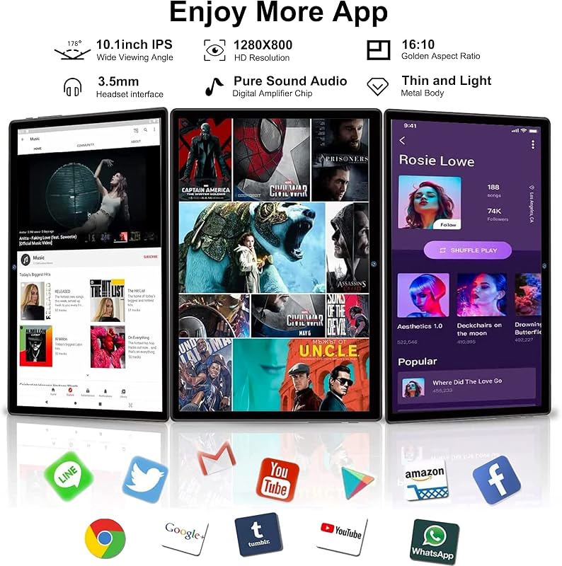 niuniutab 10 hüvelykes Android tablet 16GB RAM 128GB ROM 256GB bővítéssel fekete