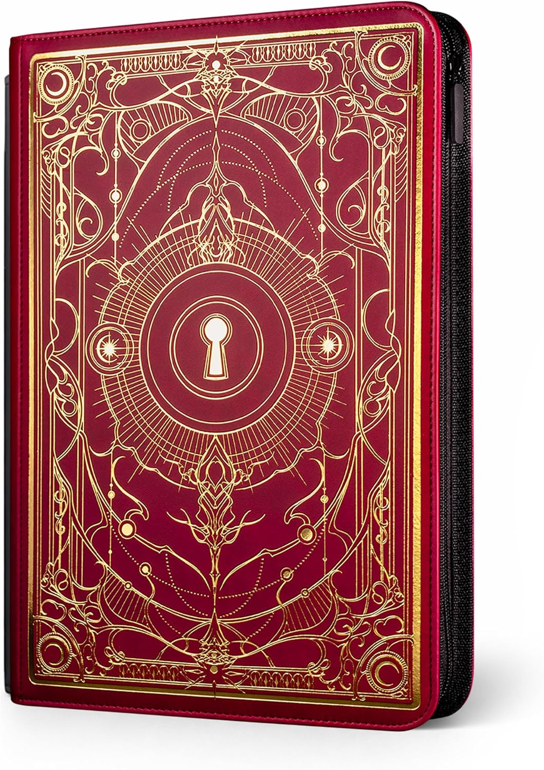 SleeveChief Arcana Key Trading Card Binder | 360 Card Binder with Zipper, 9 Pocket Side Loading Pages for Cards with Sleeves | Water Resistant PU Leather TCG Binder for All Trading Card Games
