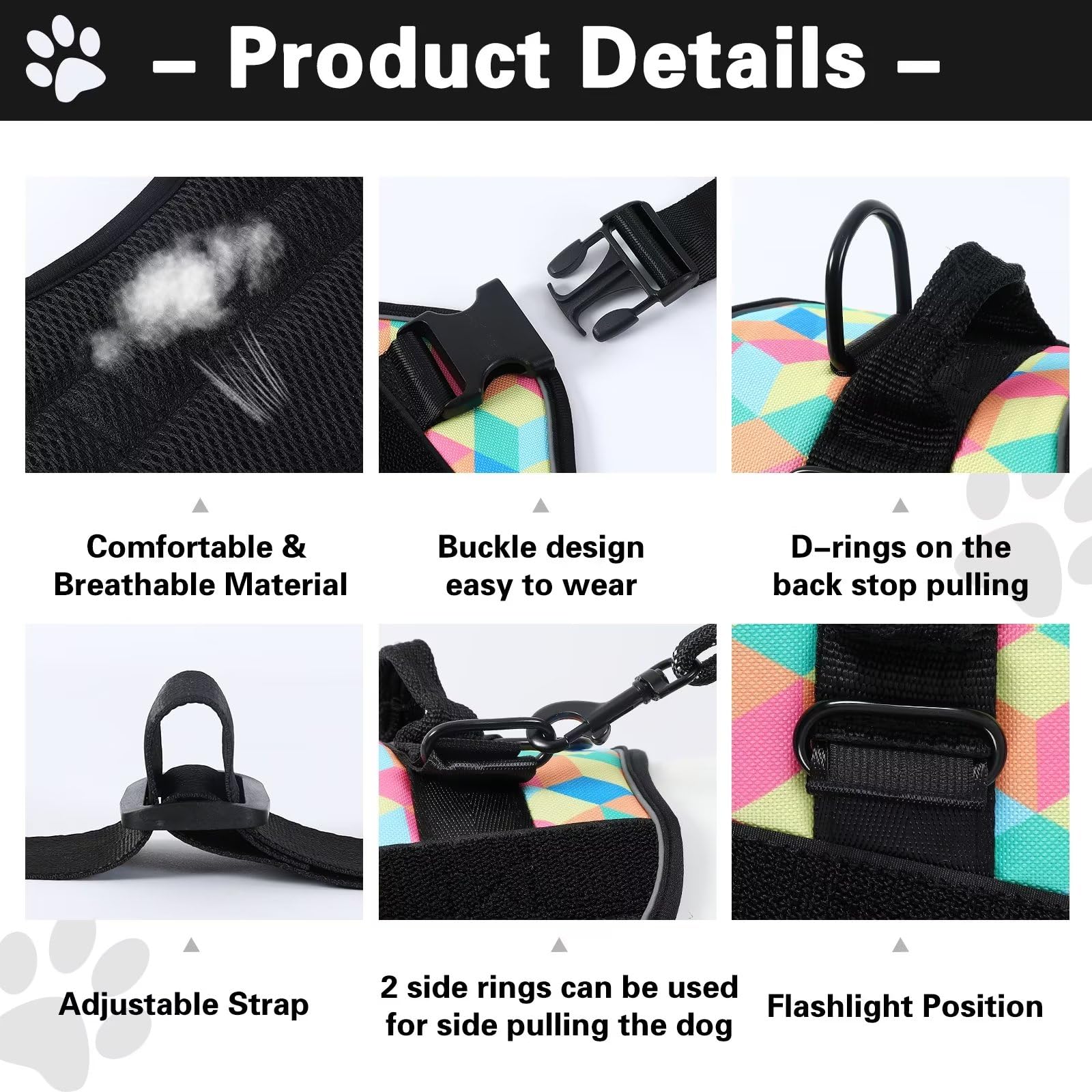 Belababy Service Dog Harness Small Medium Large, Adjustable Emotional Support Dog in Training Harness with Sturdy Handle - Image 2