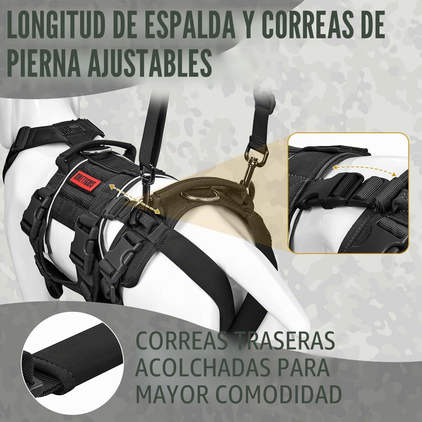 OneTigris SKYEWALKER - Arnés para perros ajustable con 2 asas para elevación y rehabilitación, adecuado para perros medianos y grandes, negro, M