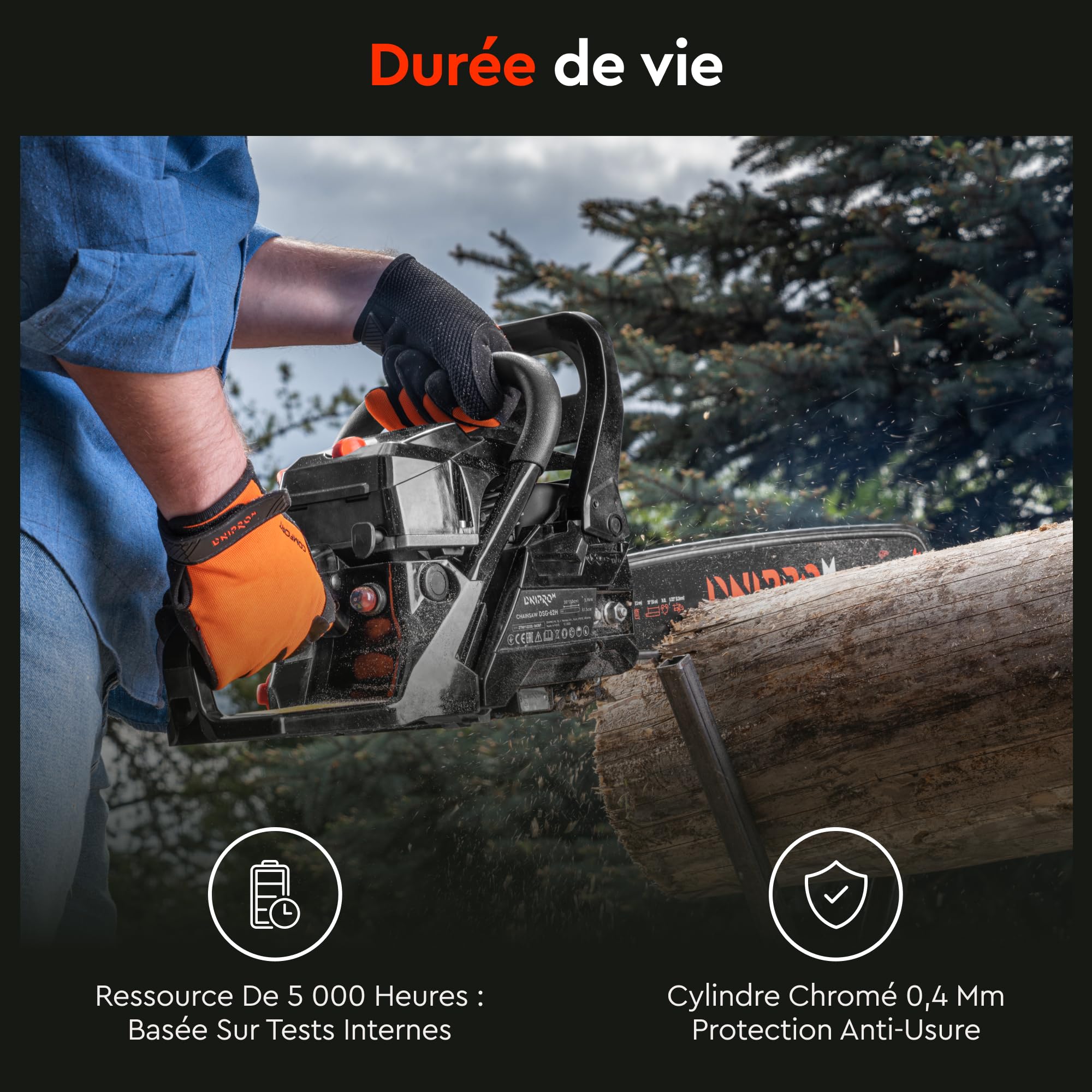 Tronçonneuse Essence DSG-45HE 45cc 2000W, Guide 40cm + Huile
