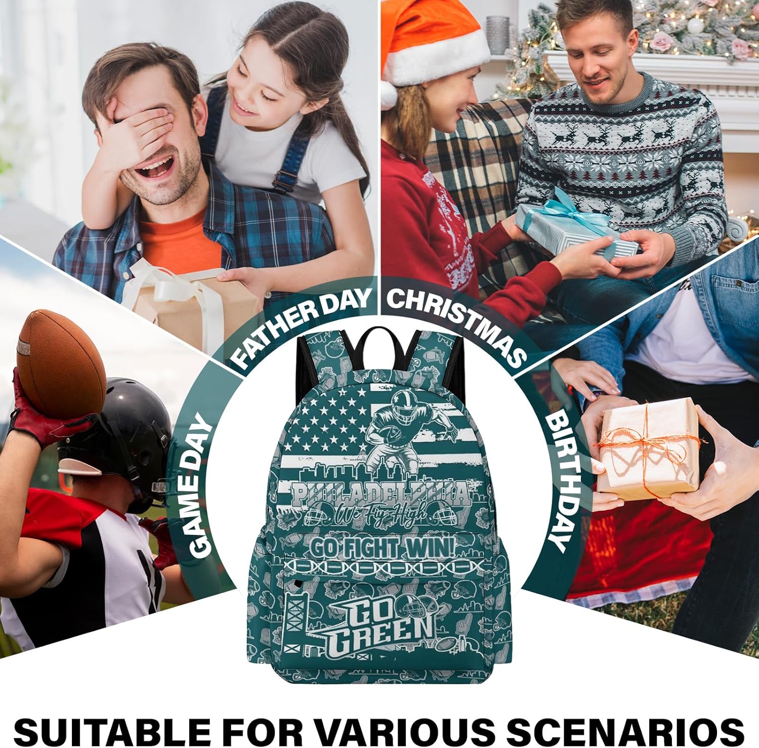 Football Backpack for Team Fans, Football Gifts for Men Women, Sport Style Backpack, Large Capacity Laptop Bag for Gym Travel Hiking - Image 7