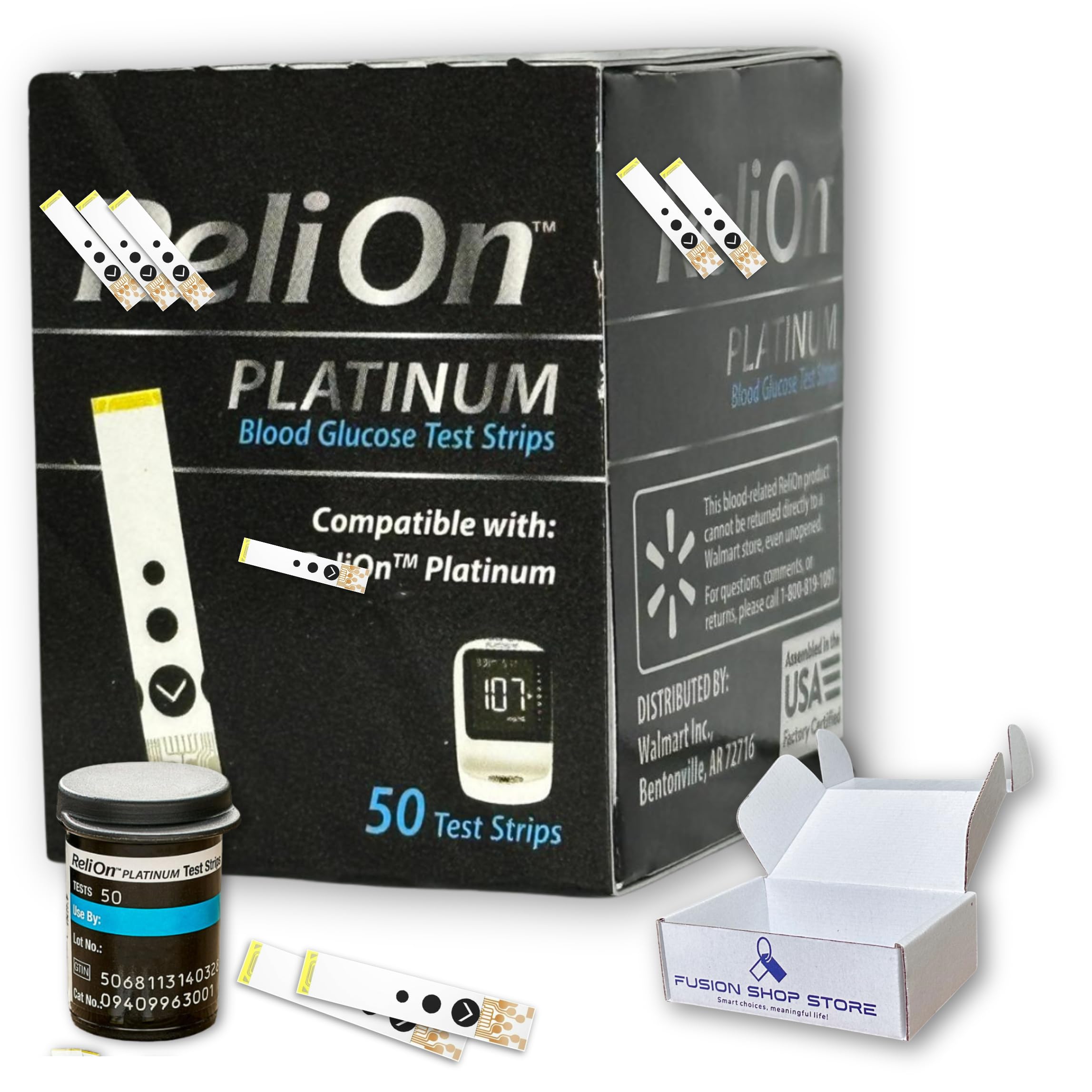 Fusion Shop Platinum Test Strips 50 Count Blood Glucose Testing Boxed