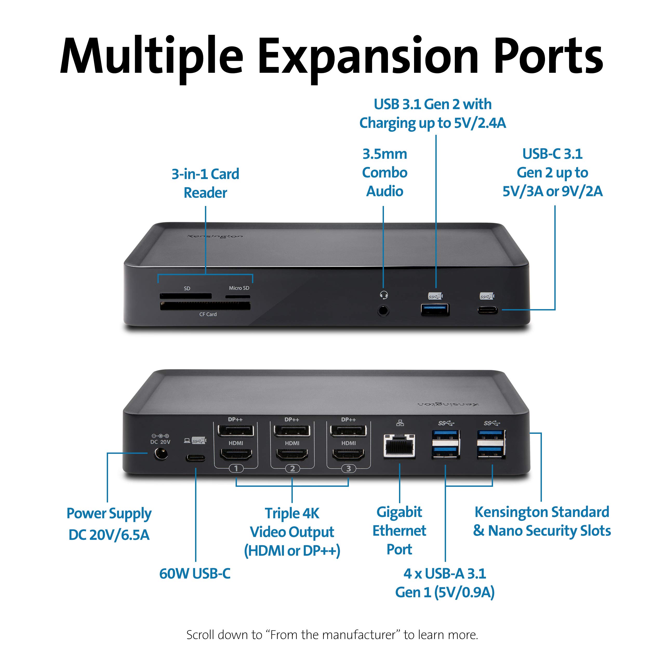 Amazon.com: Kensington SD4900P Triple 4k Display Docking