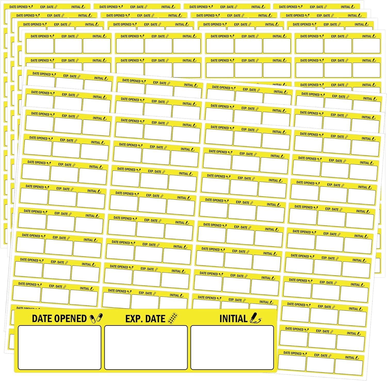 1.5 x 0.5 inch Date Opened Date Expired Stickers Medication Instruction Pharmacy Expiration Date Drugstore Label Drug Pills EXP Dates Sticker for Inventory Pills Organized 1000 pcs (Color2)