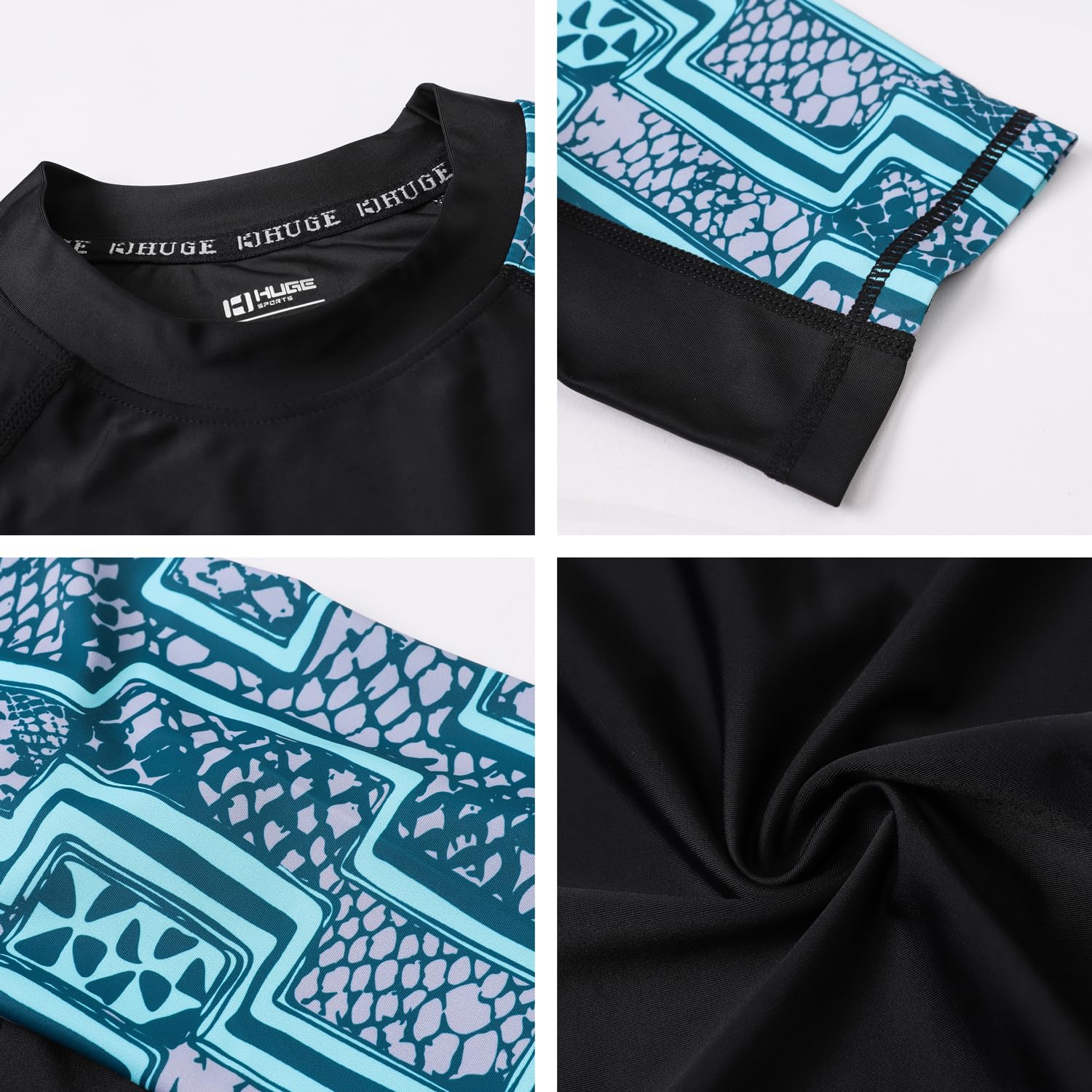 HUGE SPORTS Protección solar UV UPF 50+ Skins Rash Guard de manga corta para hombre