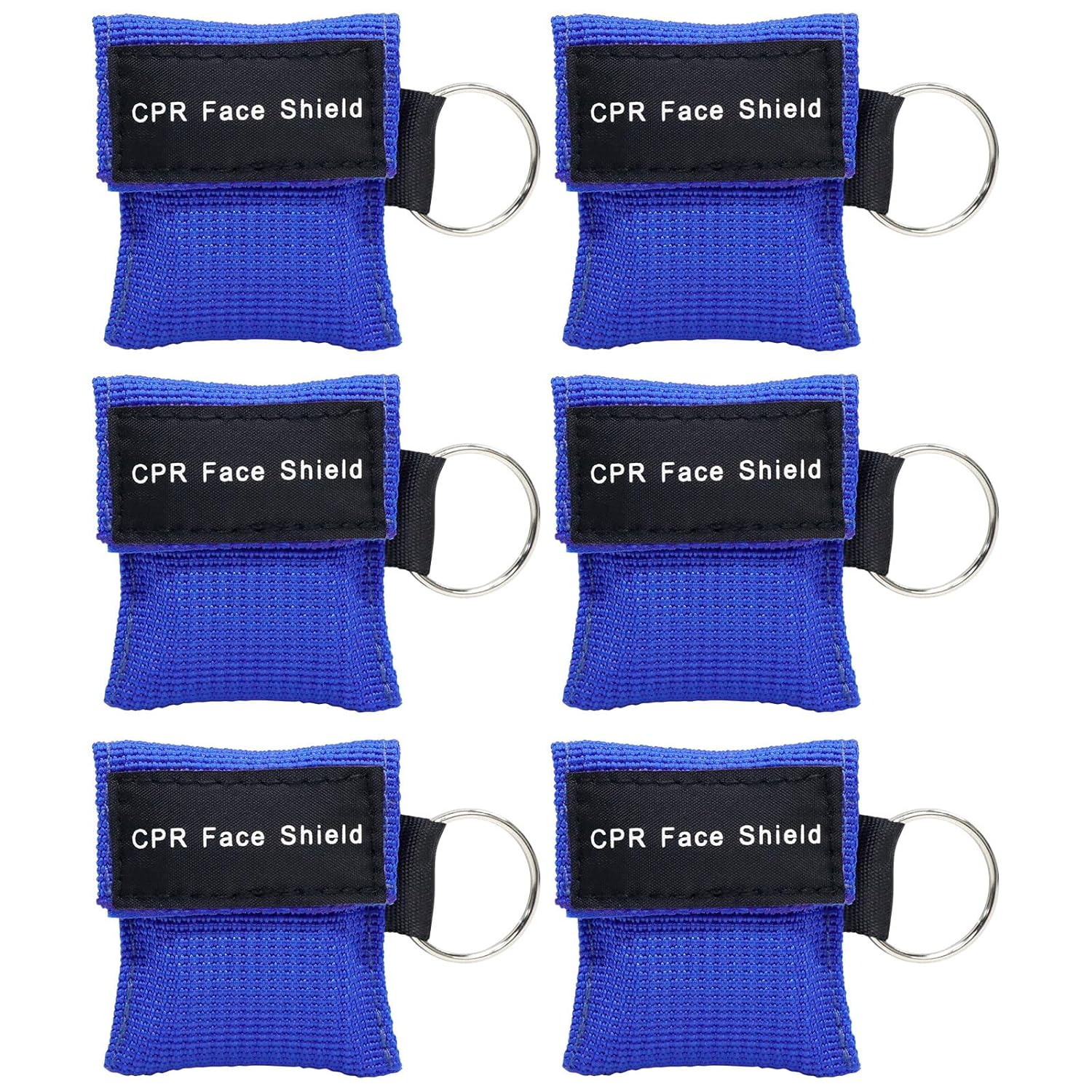 AOUTACC 6 Pack CPR Face Shield Mask, Keychain Mask Disposable Emergency Kit CPR Face Shields Pocket Mask for First Aid Cardiac Resuscitation Training-Blue